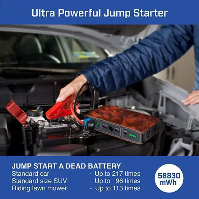 Alt view image 2 of 7 - Bolt 58830 mWh Portable Phone Laptop Charger Car Jump Starter with AC Outlet and Car Charger Silver Graphite