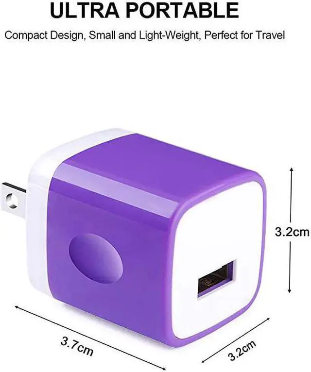 Alt view image 2 of 7 - USB Wall Plug  Single Port Charging Blocks 5 Pack Wall USB Charging Plug USB Adapter Cube Compatible iPhone 11 Xs 8 7 6S Samsung S20+ S10 S9+ S8 S7 S6 Edge Note 9 8 LG G8 G7 G5 V30 Moto G6