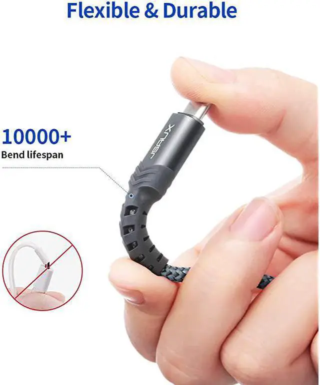 Alt view image 3 of 7 - USB Type C Cable 3A Fast Charging 2Pack 66ft  USBA to USBC Charge Braided Cord Compatible with Samsung Galaxy S10 S9 S8 S20 Plus A51 A11Note 10 9 8 PS5 Controller USB C ChargerGrey