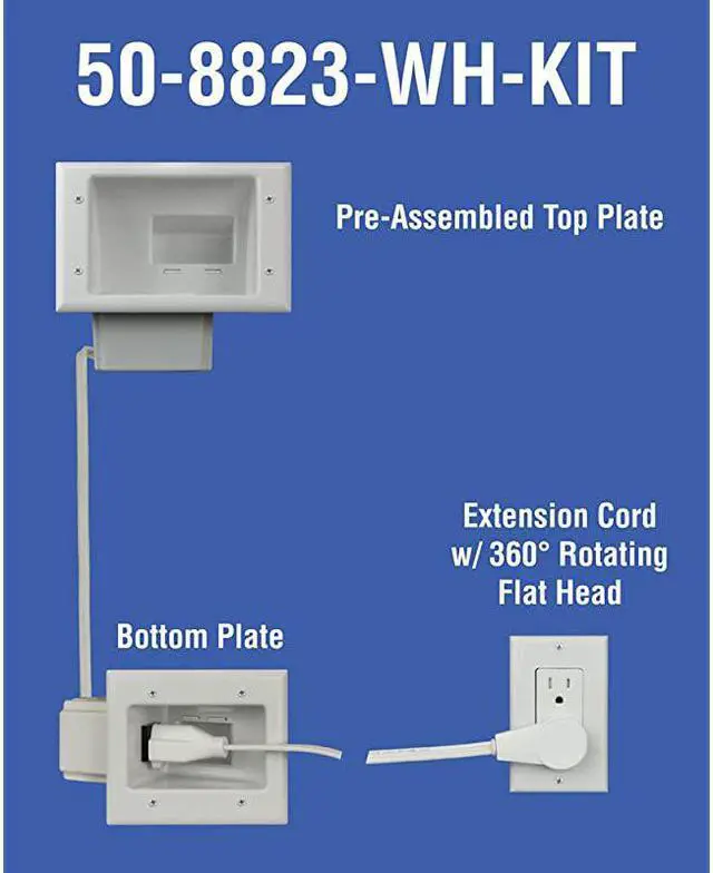 Alt view image 3 of 7 - Electronics 508823WHKIT Flat Panel TV Cable Organizer Kit with Duplex Surge Power Solution