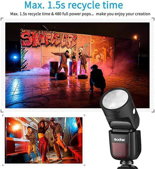 Alt view image 2 of 7 - V1N Round Head Camera Flash Speedlite TTL 24G HSS Speedlight for Nikon DSLR Cameras for Nikon D800 D700 D7100 D7000 D5200 D5100 D5000 D300 D300S D3500 D3100 D3000 D200 D810 D610 D90 D750