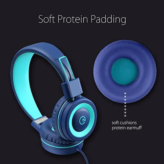 Alt view image 2 of 7 - Kids Headphones  K11 Foldable Stereo TangleFree 35mm Jack Wired Cord OnEar Headset for ChildrenTeensBoysGirlsSmartphonesSchoolKindleAirplane TravelPlaneTablet NavyTeal