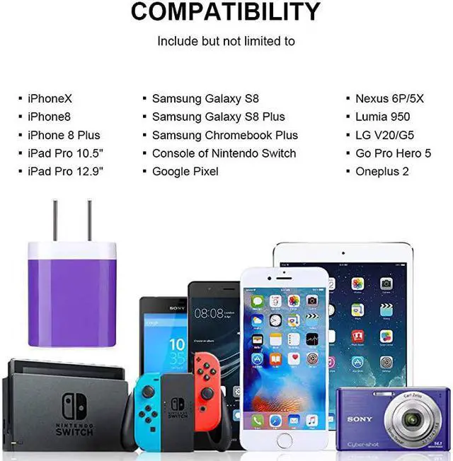 Alt view image 6 of 7 - USB Wall Plug  Single Port Charging Blocks 5 Pack Wall USB Charging Plug USB Adapter Cube Compatible iPhone 11 Xs 8 7 6S Samsung S20+ S10 S9+ S8 S7 S6 Edge Note 9 8 LG G8 G7 G5 V30 Moto G6