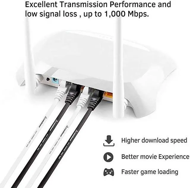 Alt view image 7 of 7 - 6 Ethernet Cable 25 ft at a 5e Price but Higher Bandwidth 6 Internet Network Cable Flat Ethernet Patch Cable Short Black Computer LAN Cable Enjoy High Speed Surfing