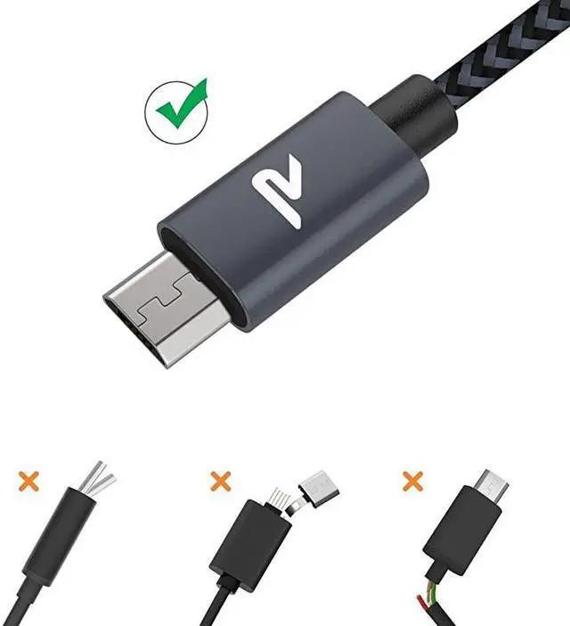 Alt view image 4 of 7 - Micro USB Cable 2 Pack33ft  Braided Nylon Cell Phone Charger QC 30 Fast Charging Sync Micro USB Charger 24A for Samsung Galaxy S5S6S7 HTC LG Sony PS4 and More Space Gray