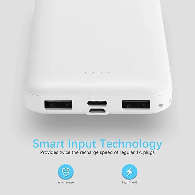 Alt view image 4 of 7 - 2Pack  10000mAh Dual USB Portable Charger Fast Charging Power Bank with USB C Input Backup Charger for iPhone X Galaxy S9 Pixel 3 and etc
