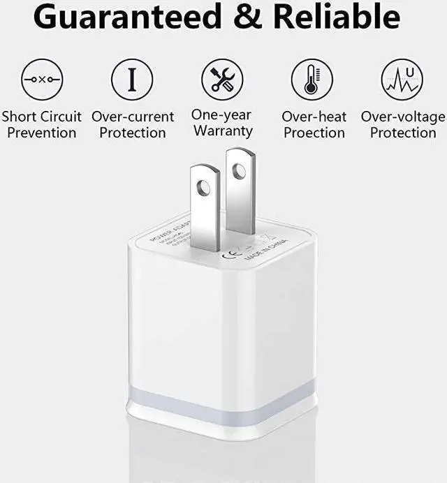 Alt view image 2 of 7 - USB Wall Charger  3Pack 21A5V Dual Port USB Cube Power Adapter Charger Plug Charging Block Replacement for Phone XsXRX 876 Plus Samsung LG HTC Moto Android Phones