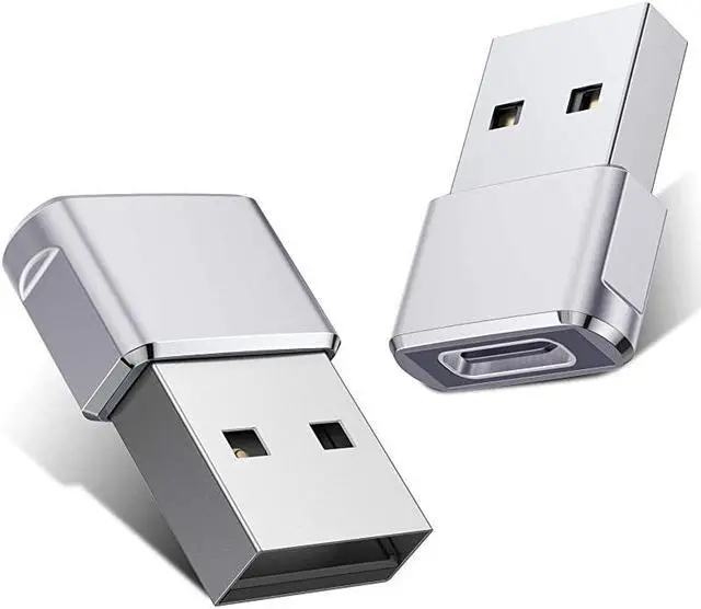 Main image of USB C Female to USB Male Adapter Upgraded Version 2Pack  Type C to USB A Adapter Compatible with Laptops Power Banks Chargers and More Devices with Standard USB A Ports Silver