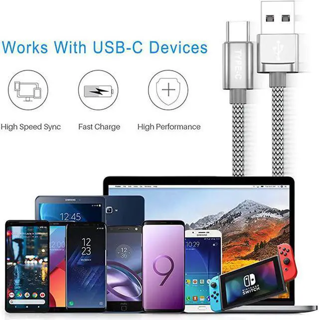 Alt view image 6 of 7 - Type C Charger Cable 66FT 2PackNylon Charging Cord for Samsung Galaxy Fold Note 10 9 S8 S9 S10 Plus S10E 10E S10+S20 Ultra S20+ 20 20+LG V50 V40 V35 V30 G7 G8 ThinqGoogle Pixel 4 3 3a 2 XL