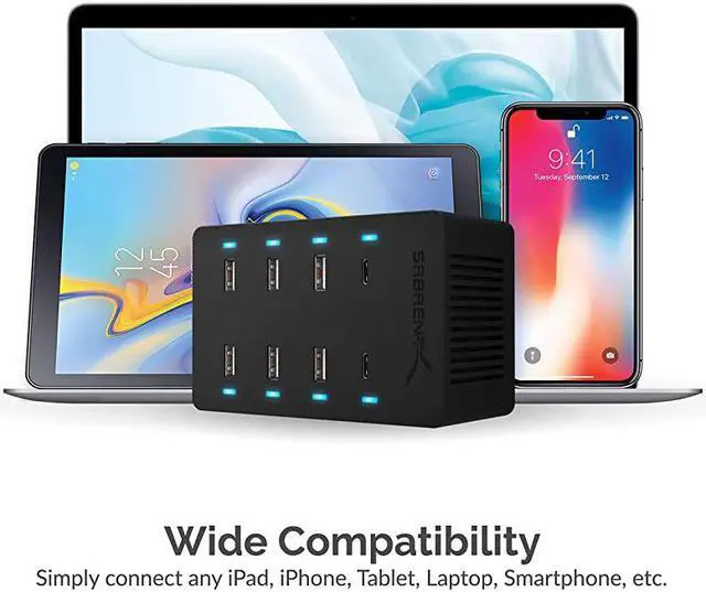 Alt view image 4 of 7 - 100 Watt 8Port FamilySized USB Rapid Charger UL Certified Includes 2 PD Power Delivery Ports AXADPD