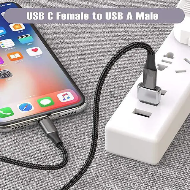 Alt view image 3 of 7 - USB C Female to USB Male Adapter Upgraded Version 2Pack  Type C to USB A Adapter Compatible with Laptops Power Banks Chargers and More Devices with Standard USB A Ports Silver