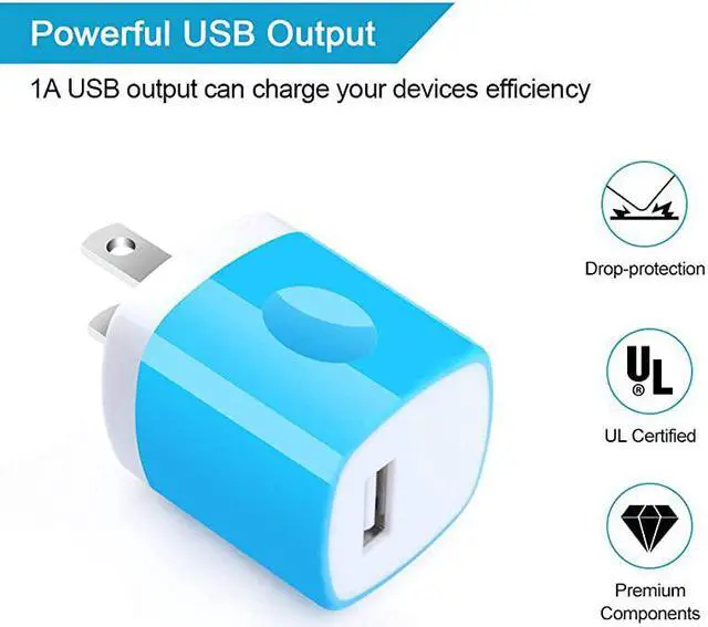 Alt view image 3 of 7 - Wall Adapter Charger Cubes 5Pack 1A Travel Single Port Wall Charger Plug Charging Block Box Compatible iPhone XXR88 Plus76S Plus Samsung Galaxy S10e S10 S9 S8 PlusS7Note 1098 LG G8 G7