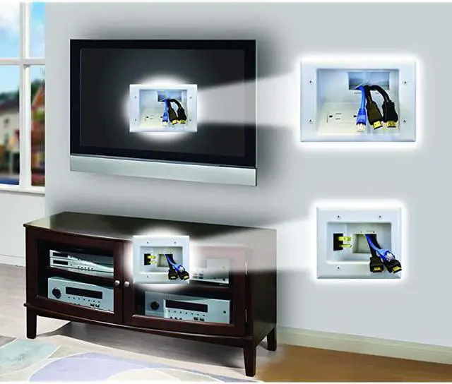 Alt view image 5 of 7 - Electronics 508823WHKIT Flat Panel TV Cable Organizer Kit with Duplex Surge Power Solution