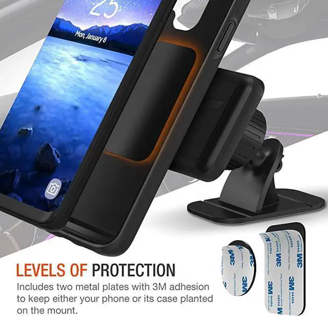 Alt view image 5 of 7 - Magnetic Dash Car Mount Phone Holder Desk Stand Compatible with iPhone Samsung Huawei Nokia LG Moto Smartphone Stickon Dashboard 3MAdhesive Bendable Base and Metal Plate Included