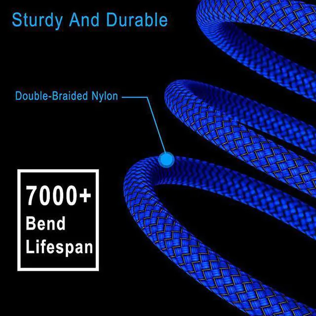Alt view image 2 of 7 - Type C Charger Cable 6.6FT 2-Pack,Nylon Charging Power Cord for New Fire HD 10 9th 2019 8 10th 2020 Generation,Samsung Galaxy Fold A10E A51,A52,A12,A32,A42,A71,A72,Moto Z3 Z4 G7 G8 G9 Play G Pro