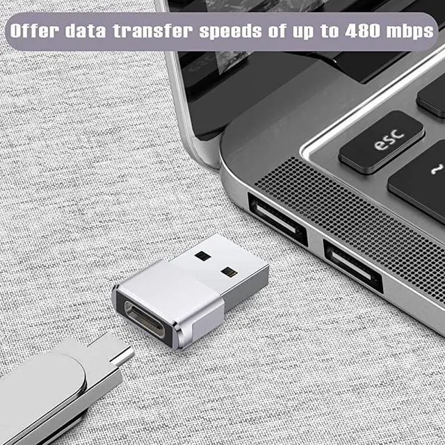 Alt view image 5 of 7 - USB C Female to USB Male Adapter Upgraded Version 2Pack  Type C to USB A Adapter Compatible with Laptops Power Banks Chargers and More Devices with Standard USB A Ports Silver