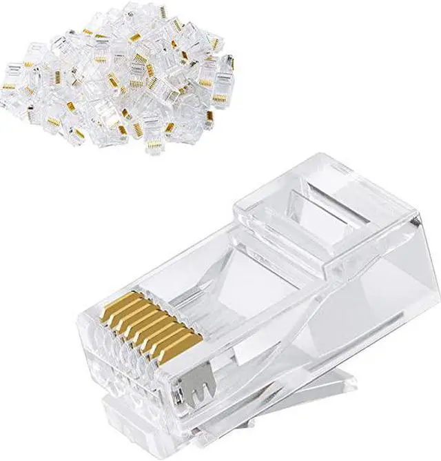 Alt view image 3 of 4 - Cat6 RJ45 Ends  100PACK Cat6 Connector Cat6 Cat5e RJ45 Connector Ethernet Cable Crimp Connectors UTP Network Plug for Solid Wire and Standard Cable Transparent
