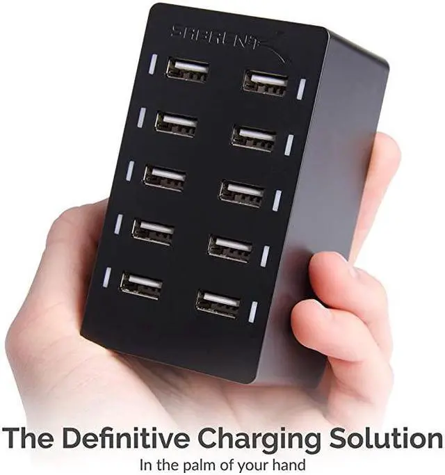 Alt view image 6 of 7 - 60 Watt 12 Amp 10Port UL Certified FamilySized Desktop USB Rapid Charger Smart USB Ports with Auto Detect Technology Black AXTPCS