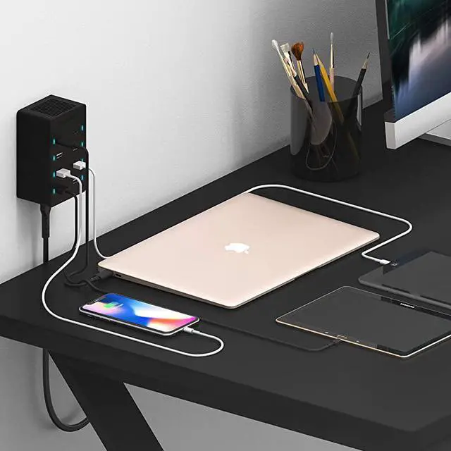 Alt view image 6 of 7 - 100 Watt 8Port FamilySized USB Rapid Charger UL Certified Includes 2 PD Power Delivery Ports AXADPD