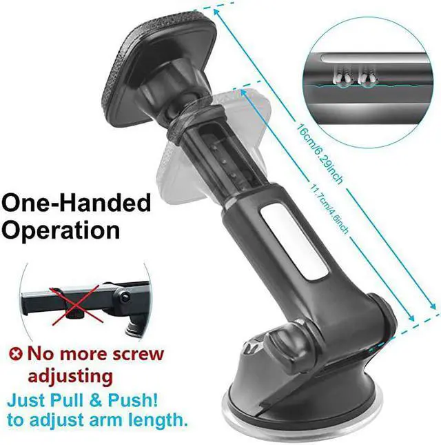 Alt view image 6 of 7 - Magnetic Phone Car Mount, Universal Dashboard Windshield Industrial-Strength Suction Cup Car Phone Mount Holder with Adjustable Telescopic Arm,6 Strong Magnets,for All Cell Phones