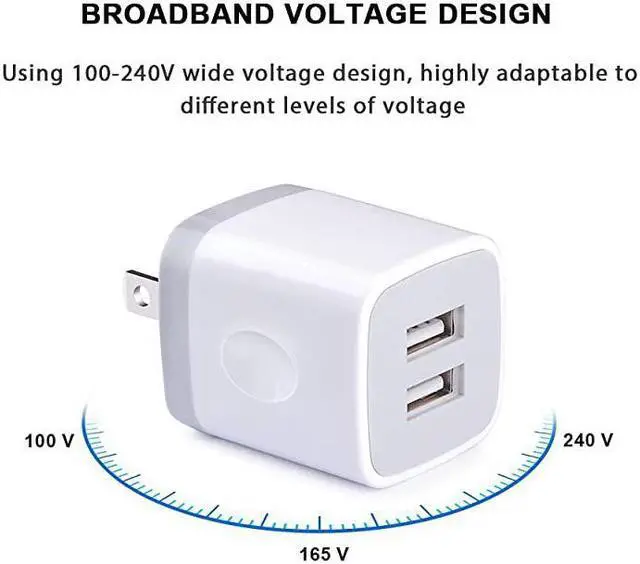 Alt view image 2 of 7 - USB Wall Charger  2Pack Dual Port 21A Wall Charger Brick Base Adapter Charging Block Charger Cube Plug Charger Box for iPhone X66S78 Plus iPad Samsung Android LG HTC Nokia Phone