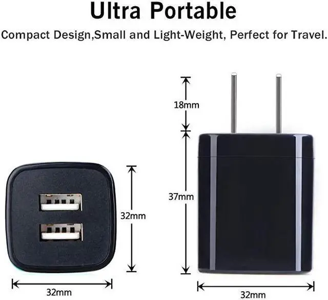 Alt view image 2 of 7 - USB Wall Plug  21A Dual Port USB Power Block 5 Pack Portable Quick Charger Cubes Compatible iPhone 76 plus8x Samsung Galaxy S9S10eS9S8 PlusS6 LG G8G7V35V40 ThinQ Moto G7 plus