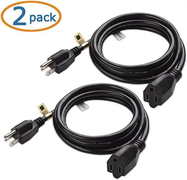 Alt view image 2 of 5 - 2Pack 16 AWG Heavy Duty AC Power Extension Cord Power Extension in 10 Feet NEMA 515P to NEMA 515R