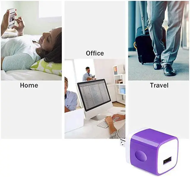 Alt view image 7 of 7 - USB Wall Plug  Single Port Charging Blocks 5 Pack Wall USB Charging Plug USB Adapter Cube Compatible iPhone 11 Xs 8 7 6S Samsung S20+ S10 S9+ S8 S7 S6 Edge Note 9 8 LG G8 G7 G5 V30 Moto G6