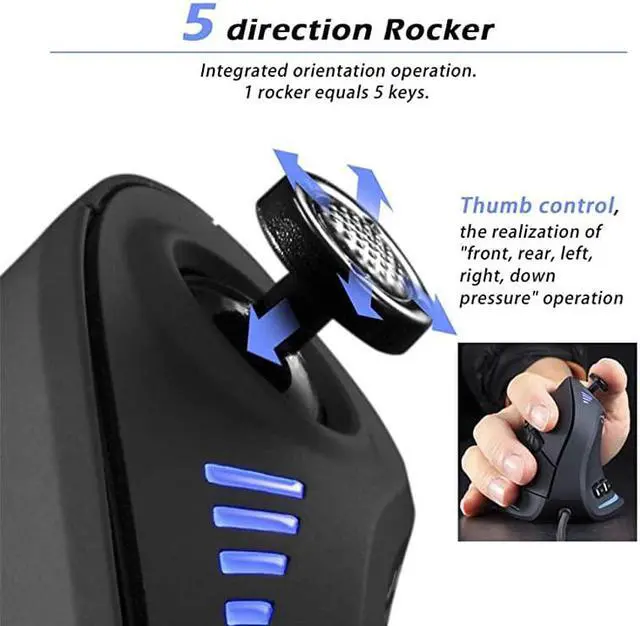 Alt view image 6 of 6 - Vertical Gaming MouseWired RGB Ergonomic USB Joystick Programmable Laser Gaming Mice6+1 Design11 Buttons1000 Hz Max Polling Rate10000 Max DPI2019 Upgraded Version for Computer GamersBlack