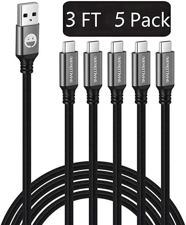 Main image of USB Type C Cable 5Pack 3FT Nylon Braided USB Type A to C Fast Charger Cords for Samsung Galaxy Note 9 8S8 S9 S10 Plus S10eGoogle PixelNintendo SwitchNexusLG V30 V20 G6 5Black