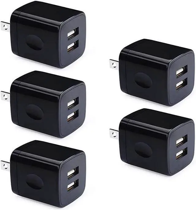 Main image of USB Wall Plug  21A Dual Port USB Power Block 5 Pack Portable Quick Charger Cubes Compatible iPhone 76 plus8x Samsung Galaxy S9S10eS9S8 PlusS6 LG G8G7V35V40 ThinQ Moto G7 plus