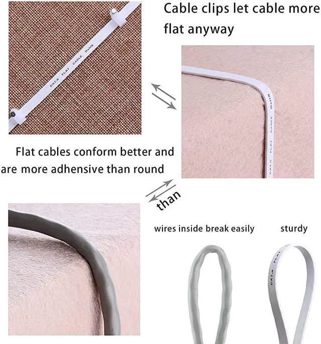 Alt view image 5 of 6 - 6 Ethernet Cable 50 ft White Flat Internet Network Lan patch cords Solid 6 High Speed Computer wire With clips Snagless Rj45 Connectors for Router modem faster than 5e5 50 feet