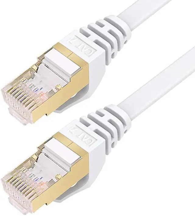 Alt view image 2 of 7 - Ethernet Cable 20 Feet High Speed Flat Internet Network Computer Patch Cord Faster Than Cat6 Cat5e LAN Wire Shielded RJ45 Connectors for Router Modem Xbox Printer White