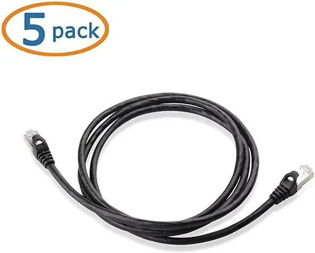 Alt view image 2 of 4 - 5Pack Snagless Short Cat6A SSTP SFTP Shielded Ethernet in Black 5 ft