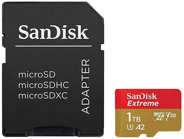 Alt view image 3 of 6 - 1TB Extreme microSDXC UHS-I Memory Card with Adapter - Up to 160MB/s, C10, U3, V30, 4K, A2, Micro SD - SDSQXA1-1T00-GN6MA