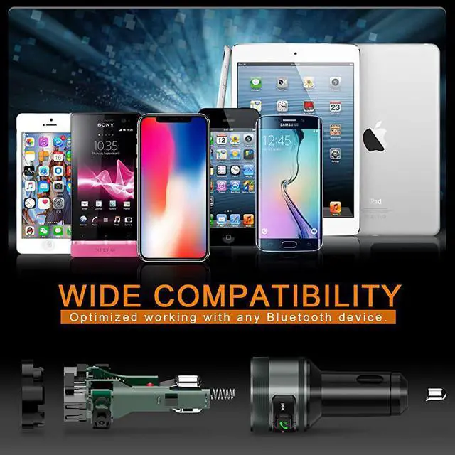 Alt view image 5 of 7 - Bluetooth FM Transmitter for Car QC30 Wireless Bluetooth FM Radio Adapter Music Player FM Transmitter Car Kit with Handsfree Calling and 2 USB Ports Charger Support USB Drive