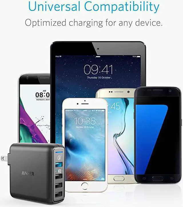 Alt view image 6 of 7 - Quick Charge 30 435W 4Port USB Wall Charger PowerPort Speed 4 for Galaxy S7S6edgeedge+ Note 45 LG G4G5 HTC One M8M9A9 Nexus 6 with PowerIQ for iPhone 7 iPad and More