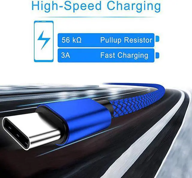 Alt view image 3 of 7 - Type C Charger Cable 6.6FT 2-Pack,Nylon Charging Power Cord for New Fire HD 10 9th 2019 8 10th 2020 Generation,Samsung Galaxy Fold A10E A51,A52,A12,A32,A42,A71,A72,Moto Z3 Z4 G7 G8 G9 Play G Pro