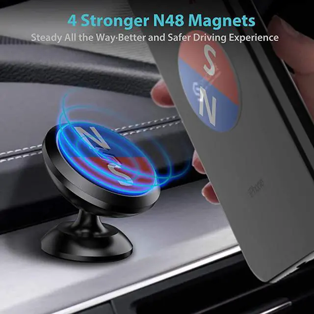 Alt view image 3 of 7 - Magnetic Phone Car Mount  Universal Car Phone Holder for Dashboard Cell Phone Car Kits 360° Adjustable Magnet Cell Phone Mount Compatible with iPhone Samsung LG GPS Mini Tablet and More