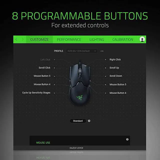 Alt view image 7 of 7 - Viper Ultralight Ambidextrous Wired Gaming Mouse Fastest Mouse Switch in Gaming 16000 DPI Optical Sensor Chroma RGB Lighting 8 Programmable Buttons DragFree Cord