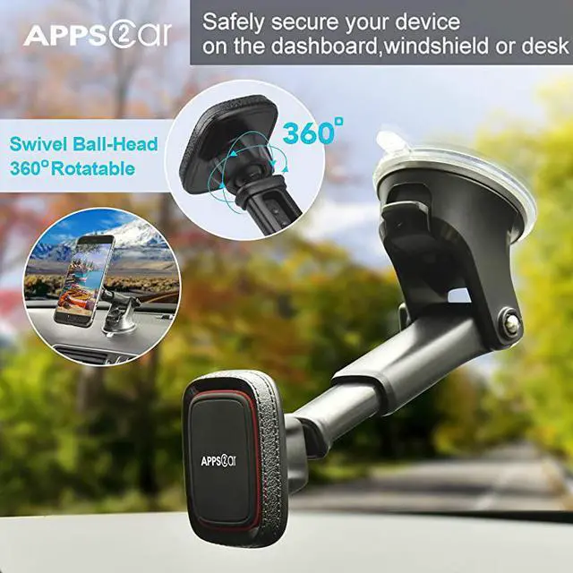 Alt view image 3 of 7 - Magnetic Phone Car Mount, Universal Dashboard Windshield Industrial-Strength Suction Cup Car Phone Mount Holder with Adjustable Telescopic Arm,6 Strong Magnets,for All Cell Phones