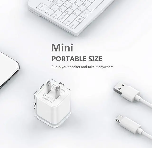 Alt view image 4 of 7 - USB Wall Charger  3Pack 21A5V Dual Port USB Cube Power Adapter Charger Plug Charging Block Replacement for Phone XsXRX 876 Plus Samsung LG HTC Moto Android Phones