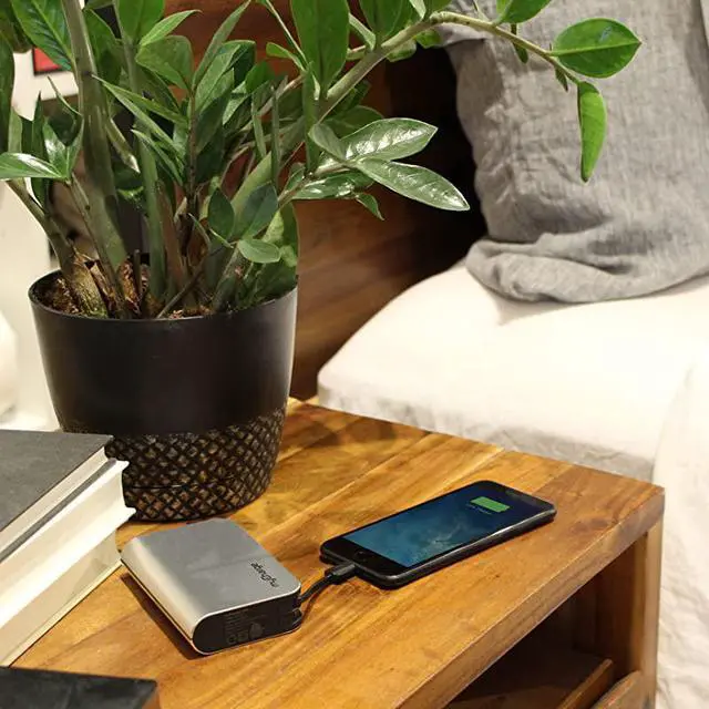 Alt view image 7 of 7 - Portable Charger with Built in Cables iPhone Lightning + Micro USB 10050 mAh Hub Classic Ultra Slim Power Bank External Battery Pack AC Wall Charger Plug Dual Cords USBA Output Port