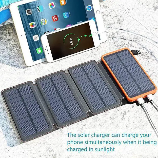 Alt view image 3 of 7 - Solar Charger 25000mAh Portable Solar Power Bank with Dual 21A Outputs Outdoor External Battery Pack Compatible Most Smart Phones Tablets and More