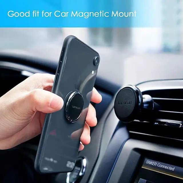 Alt view image 3 of 7 - Cell Phone Ring Holder Finger Stand  Phone Kickstand Metal Grip Hook Work with Magnetic Car Mount Compatible with Phone 12 Mini 11 Pro Xs Max XR X 8 7 6 6s Plus Smartphone Accessories BLK