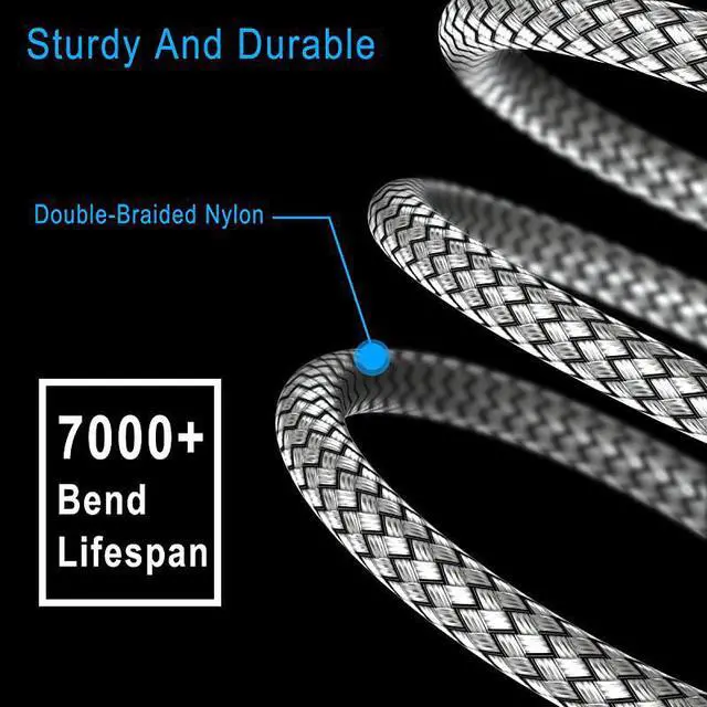 Alt view image 2 of 7 - Type C Charger Cable 66FT 2PackNylon Charging Cord for Samsung Galaxy Fold Note 10 9 S8 S9 S10 Plus S10E 10E S10+S20 Ultra S20+ 20 20+LG V50 V40 V35 V30 G7 G8 ThinqGoogle Pixel 4 3 3a 2 XL