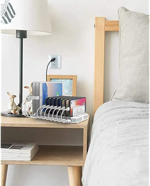 Alt view image 5 of 7 - Phone Organizer and Charging Station for Multiple Devices 10 Port USB Charging Station Dock with Adjustable Dividers and Smart IC
