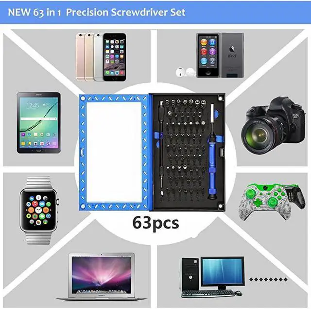 Alt view image 2 of 7 - 63 in 1 Precision Screwdriver Set with 59 Magnetic Driver Bits Small Electronic Repair Tool Kit for MacbookIphoneComputerLaptopXboxNintendo WiiThomas Toys