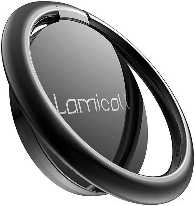 Main image of Cell Phone Ring Holder Finger Stand  Phone Kickstand Metal Grip Hook Work with Magnetic Car Mount Compatible with Phone 12 Mini 11 Pro Xs Max XR X 8 7 6 6s Plus Smartphone Accessories BLK