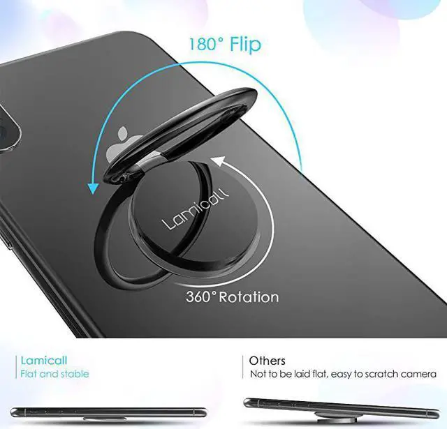 Alt view image 4 of 7 - Cell Phone Ring Holder Finger Stand  Phone Kickstand Metal Grip Hook Work with Magnetic Car Mount Compatible with Phone 12 Mini 11 Pro Xs Max XR X 8 7 6 6s Plus Smartphone Accessories BLK